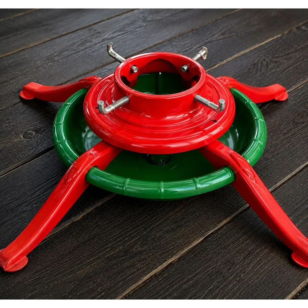 Vintage Supreme One 402 Christmas Tree Stand Complete w/ Box Red Green Steel USA